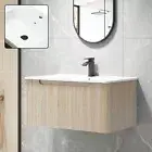 ACA Wall Vanity Unit 91cm Ceramic Basin Bathroom Cabinet Soft-closing Drawer Oak