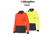 KingGee 4 Pack WorkCool Spliced Polo L/S Comfort Work Safety Hyperfreeze K44730