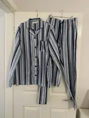 Peter Alexander Mens Pyjama Set Blue Stripe Medium
