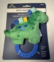 Itzy Ritzy Plush Rattle Pal with Teether Green Dino Dinosaur