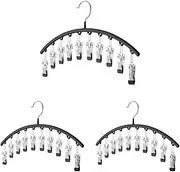 AIMALL 3PCS Stainless Steel Hanging Drying Rack 14.6x9.1in with 10 Clips Plastic Coated Anti-Slip Windproof Hanger for Socks Underwear Balcony Clothesline Use