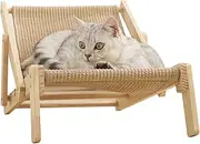 Cat Sisal Chair - Adjustable Elevated Cat Chair Bed | Foldable Indoor Kitty Scratching | Cat Hammock Bed | Kitten Lounge Furniture for Peaceful Nap and Interactive