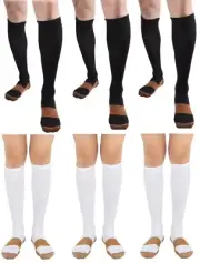 BL/WH 6 Pair Copper Compression Support Socks 20-30 mmHg Graduated Men's Women's