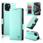 Wallet Case for IPhone 15,Slim Protective Shockproof Case With Card Holder,Premium PU Leather Kickstand-Light Green