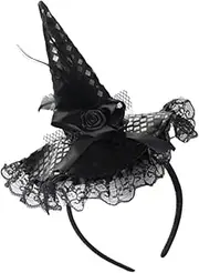 GkgWuxf Halloween Witch Hat Headband - Halloween Headbands Sequins Lace Hat Hoop Band - Elegant Headwear Hair Hoop Costume Hat for Halloween Christmas Costume