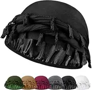 [Ababalaya] Adjustable Satin Lined Halo Turban for Men Women Twisted Tassel Head Wraps Sleep Cap Beanies Turban Durag