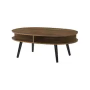 Alma Oval Coffee Table Open Shelving Walnut Woodgrain