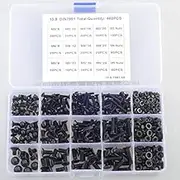 460pcs M3/4/5 flat head countersunk head black grade 10.9 Alloy Steel Hex Socket Head Cap Screw Nut Suit DIN7991