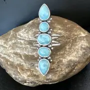 Gorgeous Blue Larimar Navajo Sterling Silver Ring Size 9.5 15974