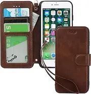 Cavor Case for iPhone 6 Plus, iPhone 6S Plus 5.5'' Luxury Cowhide PU Leather Wallet Case, Flip Folio Case Cover with [Kickstand Function] and [Card Slots Holder] & [Wrist Strap Lanyard] Magnetic Protective Phone Case for iPhone 6Plus/ 6SPlus-Dark Brown