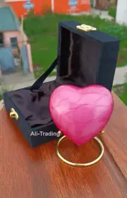 Pink Urn Keepsake Mini Heart Cremation Urn with Premium Black Box & Brass Stand