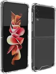 [USTIYA] Case for Samsung Galaxy Z Flip 3 5G Clear TPU Four Corners Protective Cover Transparent Soft