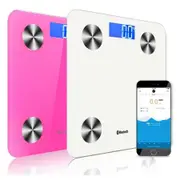 SOGA 2X Wireless Bluetooth Digital Body Fat Scale Bathroom Health Analyser Weight White/Pink