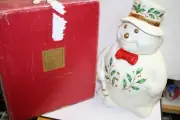 LENOX Holiday Snowman 13" Cookie Canister Jar 1998 24kt Trim Brand New in Box