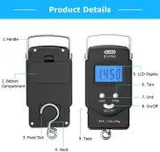 Fish Scale: Dr.meter PS01 110lb/50kg Backlit LCD Display Fishing Scale with Built-in Measuring Tape