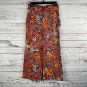 Anthropologie Maeve Women's SZ 2 Floral High Waisted Wide Leg Pants Retro Crop