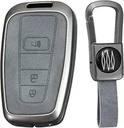 KUNIO Zinc Alloy Key Fob Cover Case Compatible with Toyota RAV4 C-HR Camry LE SE Yaris Corolla Key Holder Keychain Key Shell Car Key Protector Accessories 3 Button A Keychain