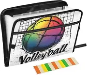 Quteprint 13 Pockets Expanding File Folder with Zipper Closure, Rainbow Volleyball Sport Accordion File Folder with Sticky Labels, Letter Size A4 Papers Expandable File Document Organizer