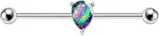 [Jewseen] 14G Heart Industrial Bars 316L Surgical Steel Barbell CZ Earrings Cartilage Helix Piercing Industrial Piercing Barbells for Women, Cubic Zirconia