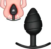 Set of 3 Anal Plugs with Built-in Metal Balls Butt Plug for Anal Training Masturbating Prostate Anus Dilator Anal Dildo Sex Toys for Women Men(L)