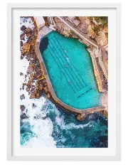 [Profile Australia] Australian Made Bronte Ocean Pool 1 Art Print A1 Frame in White