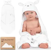 KeaBabies Baby Hooded Towel - Toddler Towel, Baby Bath Towel, Large Bamboo Baby Bath & Hooded Towels - Baby Towel with Hood, Newborn Baby Gift (Lamb)