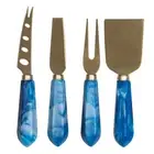 4pc Tempa Marlow Ocean Polyresin Cheese Knife/Fork Slicer Cutlery Utensil Set