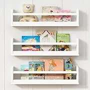 Kids Nursery Bookshelves, Kid Floating Shelves, 16.5 Inch Floating Shelves for Wall Set of 3, Kids Bookshelf for Bedroom, Baby Nursery Decor (All White)