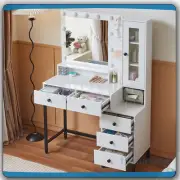 White Dressing Table With Cabinet Makeup Mirror &11 LED Lights Vanity Table Desk