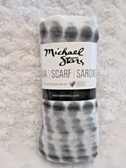MICHAEL STARS Black White Alligator Tie Dye Ruana Scarf Sarong Cover Up NEW