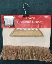 Christmas Tree Table Runner Jute And Cotton Lined By At Home 14”x90” NWT
