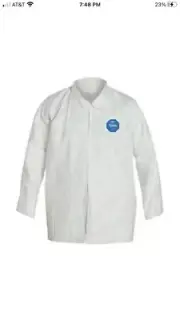 Dupont Ty303swh2x005000 Disposable Shirt , 2Xl , White , Polyolefin , Snap Front