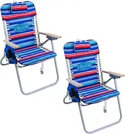 [Tommy Bahama] 2-Pack Hi-Boy 17" Seat Height 4-Position Lace-Up Suspension Folding Backpack Beach Chair