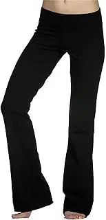 Women's Fold Over Bootcut Leggings Tummy Control Workout Running Athletic Yoga Pants Stretch Wide Leg Flare Pants