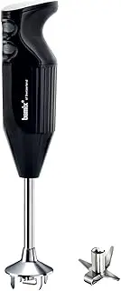 Bamix ONE Black Hand Held Stick Blender with multi-purpose stainless steel blade 160 Watts 2 Speeds, Made in Switzerland Hand Held Food Processor Heavy Duty AC Balanced Motor Smooth Quiet Operation
