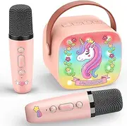 Unicorn Gifts for Girls,Kids Microphone Girls Birthday Presents Girls Toys Age 3-12 Year Old Girls Gifts Wireless Bluetooth Speaker Karaoke Machine 2 Microphones for Kids Karaoke Microphones