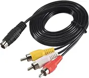 Aswalling 1.5M 4.9ft 3 Male to 4 Pin S-Video Male TV PC Conversion Cable