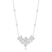 Zamel's 14ct White Gold Round Cut 0.5 CT Diamond Flower Pendant including Chain