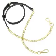 Adjustable Leather Chain Straps, 49" Purse Chain Strap (Black, Gold)
