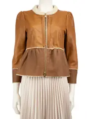 Red Valentino Brown Lambskin Leather Jacket