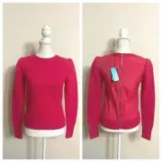 TED BAKER LONDON Zip Back Angora Sweater Jumper Bright Hot Pink Size 2 Small$235