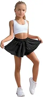 [Maziky] Flowy Shorts Girls Preppy Shorts 2 in 1 Butterfly Running Shorts with Pockets for Dance Gym Sports Playground