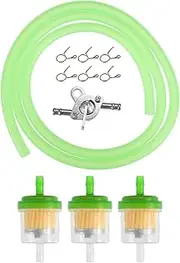 X AUTOHAUX 1 Set Motorcycle Fuel Line Hose Clamps Fuel Filters with Inline Shut Off Valve Petcock for CRF50 70 90 150CC ATV Moped Scooter Dirt Bike Green