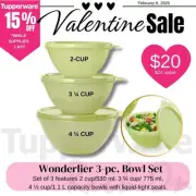 Tupperware Small Wonderlier 3-bowl Set New Light Green