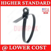 100pcs 11" Black Mountable Head Cable Tie 50 Lbs Nylon Zip