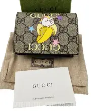 Gucci X Bananya GG Supreme Rainbow Unicorn Canvas Compact Coin Wallet Limited