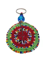 African Hand-Crafted Ethnic Colorful Masai Beaded Keychain Keyring Made in Kenya