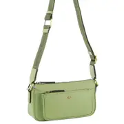 Pierre Cardin Embossed Ladies Leather Cross Body Bag 24cm - Jade