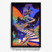 Art Poster - Adventurous Oasis (Psychedelic Trippy Weird 11x17 Print)