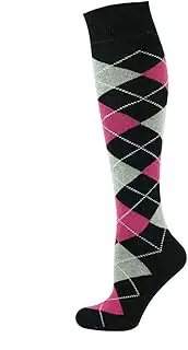 [Mysocks] Children Knee High Socks Argyle Black Pink
